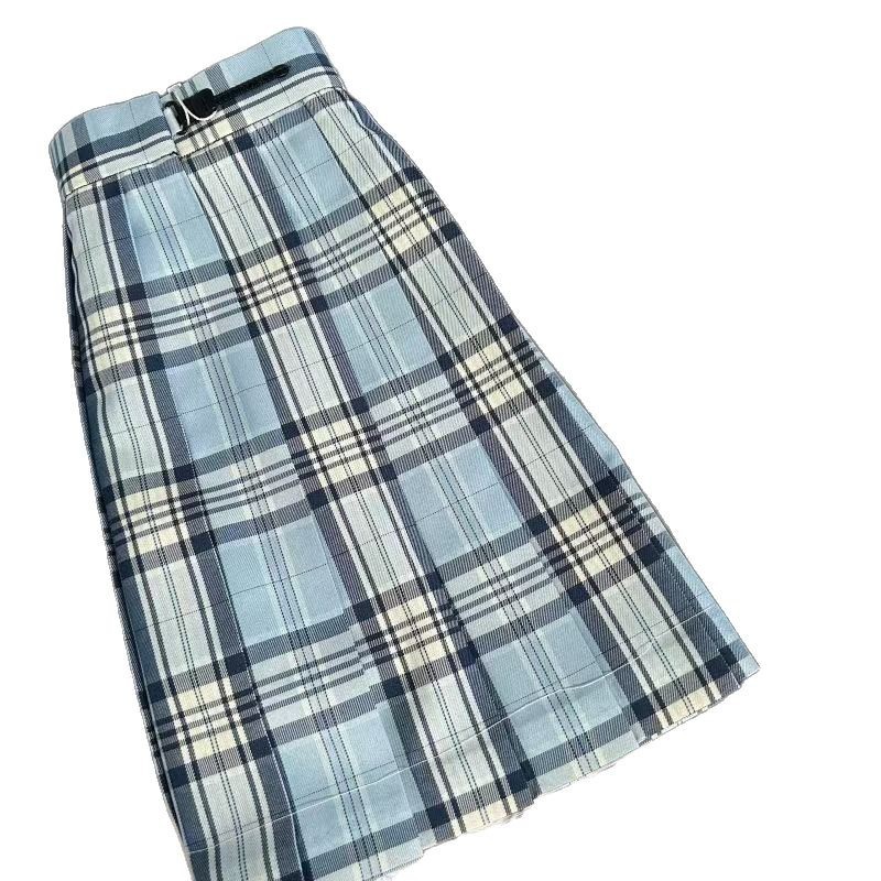 Jk Uniform Plaid Skirt [Lingquan] Preppy Style Women's Pleated Skirt Short Skirt Light Blue Summer Student Versatile Campus Style