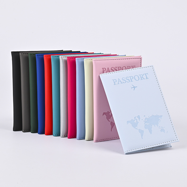 2023 new plain pu plane map travel passport protective cover passport holder PU leather card cover manufacturers wholesale