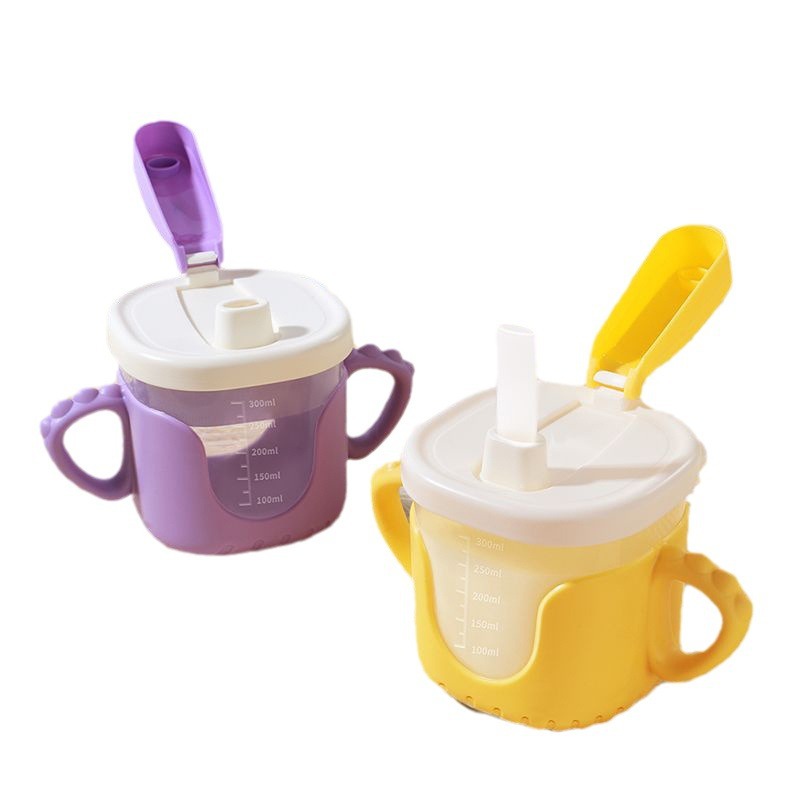 Children's Milk Cup Baby Drinking Cup Graduated Drinking Straw with Handle Drop-proof Leak-proof Hot-proof Kindergarten 06