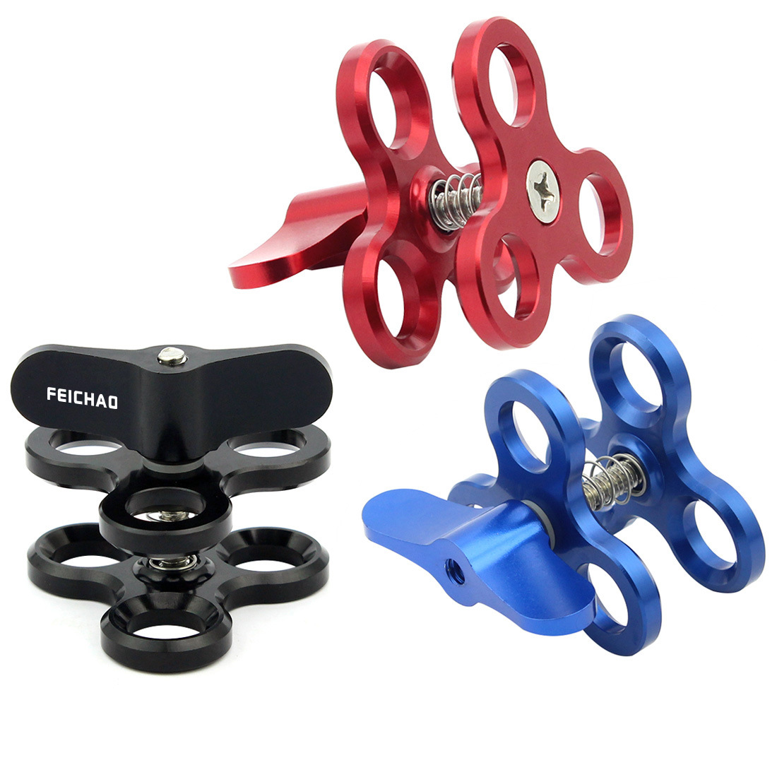 Feichao Diving Photography Ball Head Clip Suitable for Insta360 X5 Three-Hole Butterfly Clip Light Arm 1.0inch Connector