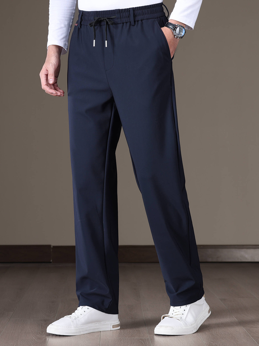 2024 Autumn Thick Sports Casual Trousers Men's Autumn and Winter Elastic Waist Men's Business Casual Pants Stretch Sports Pants