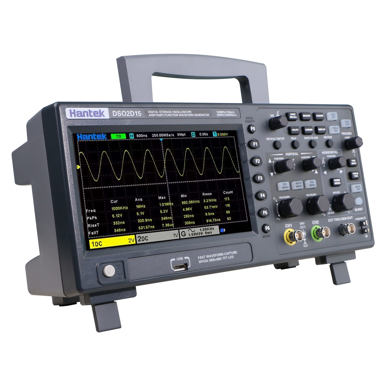 Hantai digital oscilloscope precision DSO2C10 DSO2D15 dual-channel digital storage oscilloscope 100m
