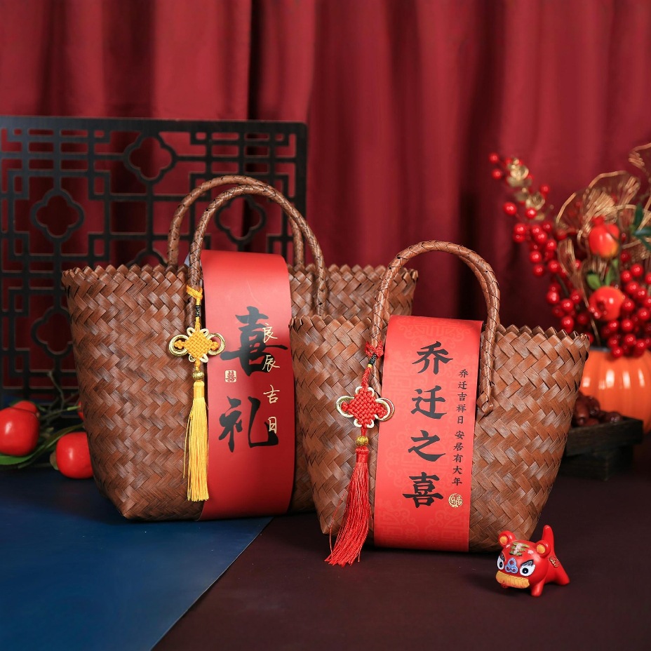 Новая китайская корзина новогодняя встреча новоселье подарок на день рождения подарок на новоселье ручная корзина
