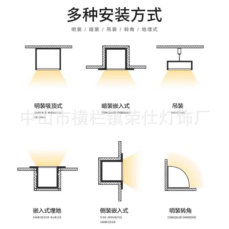 Line lamp shell concealed embedded linear aluminum slot cabinet lamp aluminum profile lamp strip Open mounted LED profile lamp slot
