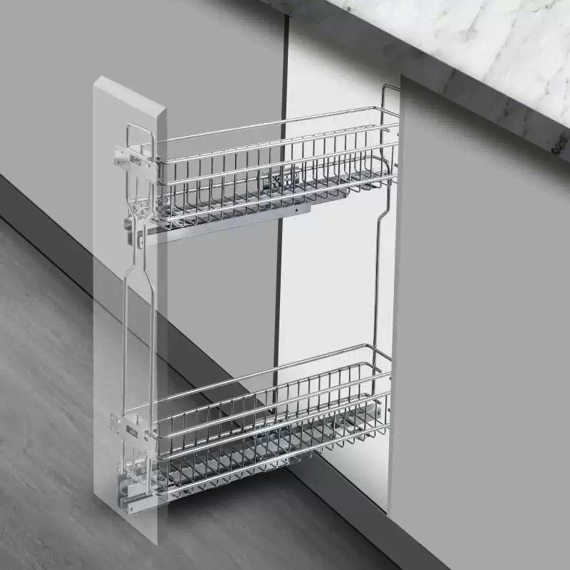 Место, очень узкая двухслойная корзина для специй, демпферная подставка для хранения, боковая выдвижная корзина