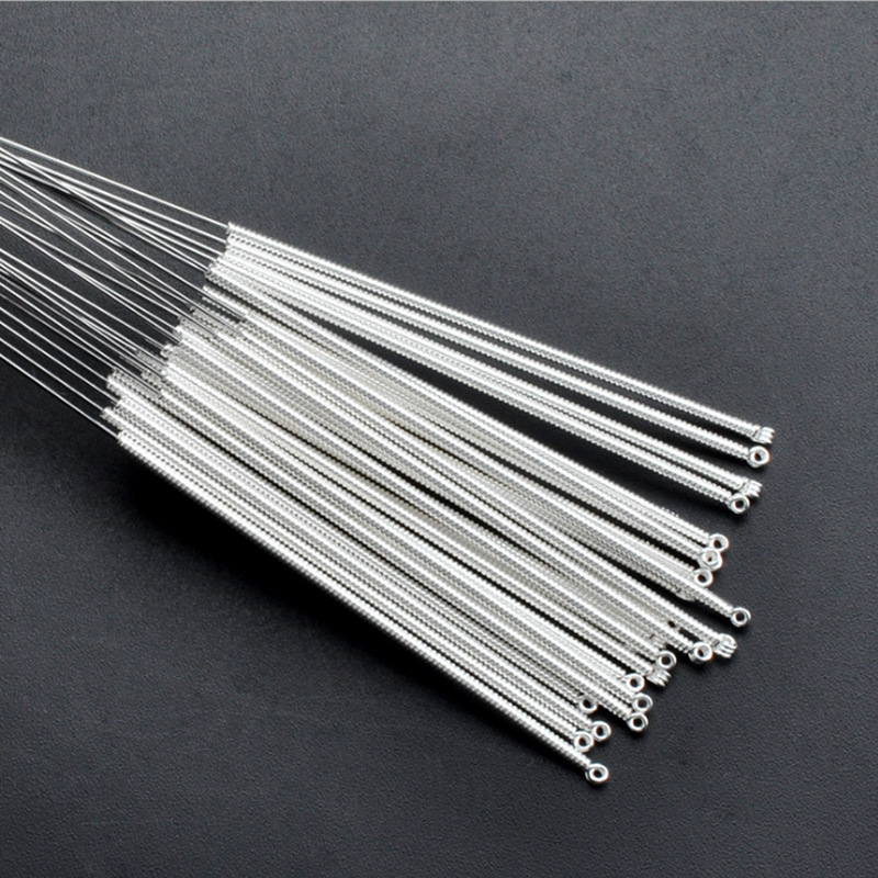Manufacturer's Goose Feather 0.5mm Silver Needle Handle Hair-Binding Needle Ear-Picking Tool Silver Handle Flat-Head Needle Stick Moxa Stick Moxibustion