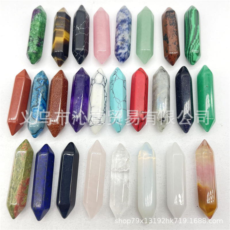 Factory wholesale hot sale natural crystal agate gem hexagon column bullet Crystal column pendant jewelry accessories