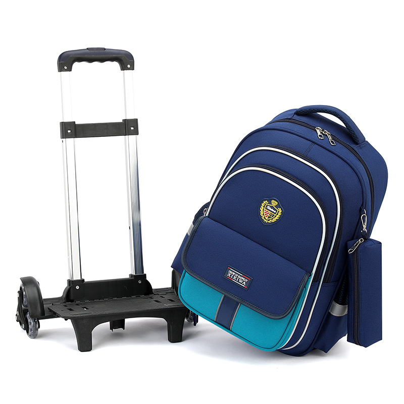 Primary and secondary school student trolley schoolbag girl 3-5-6-9 grade boys large capacity children can climb stairs dual-use