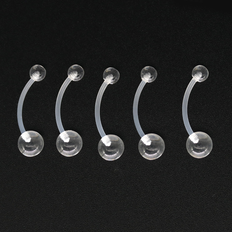 Acrylic transparent invisible navel nail UV navel ring soft rod piercing jewelry navel nail jewelry wholesale