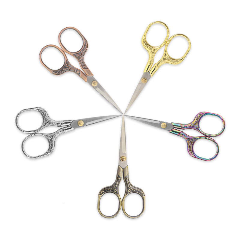 Vintage plum blossom scissors stainless steel household scissors window flower embroidery scissors paper cutting scissors thread head handmade small scissors