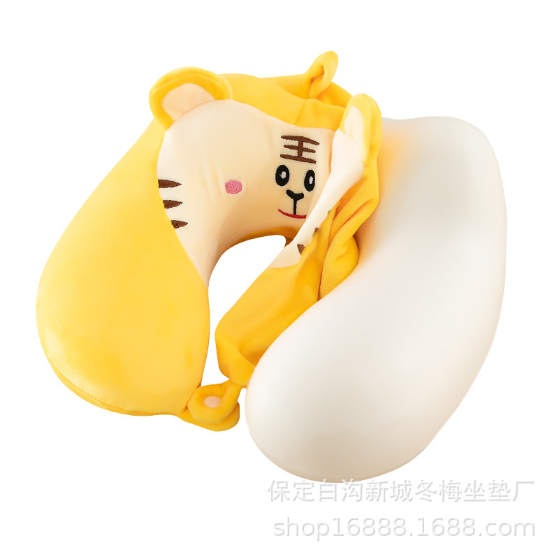 Cartoon Memory Foam U-Shaped Pillow, Car Neck Pillow, Office Cute Plush Portable Travel Cervical Pillow