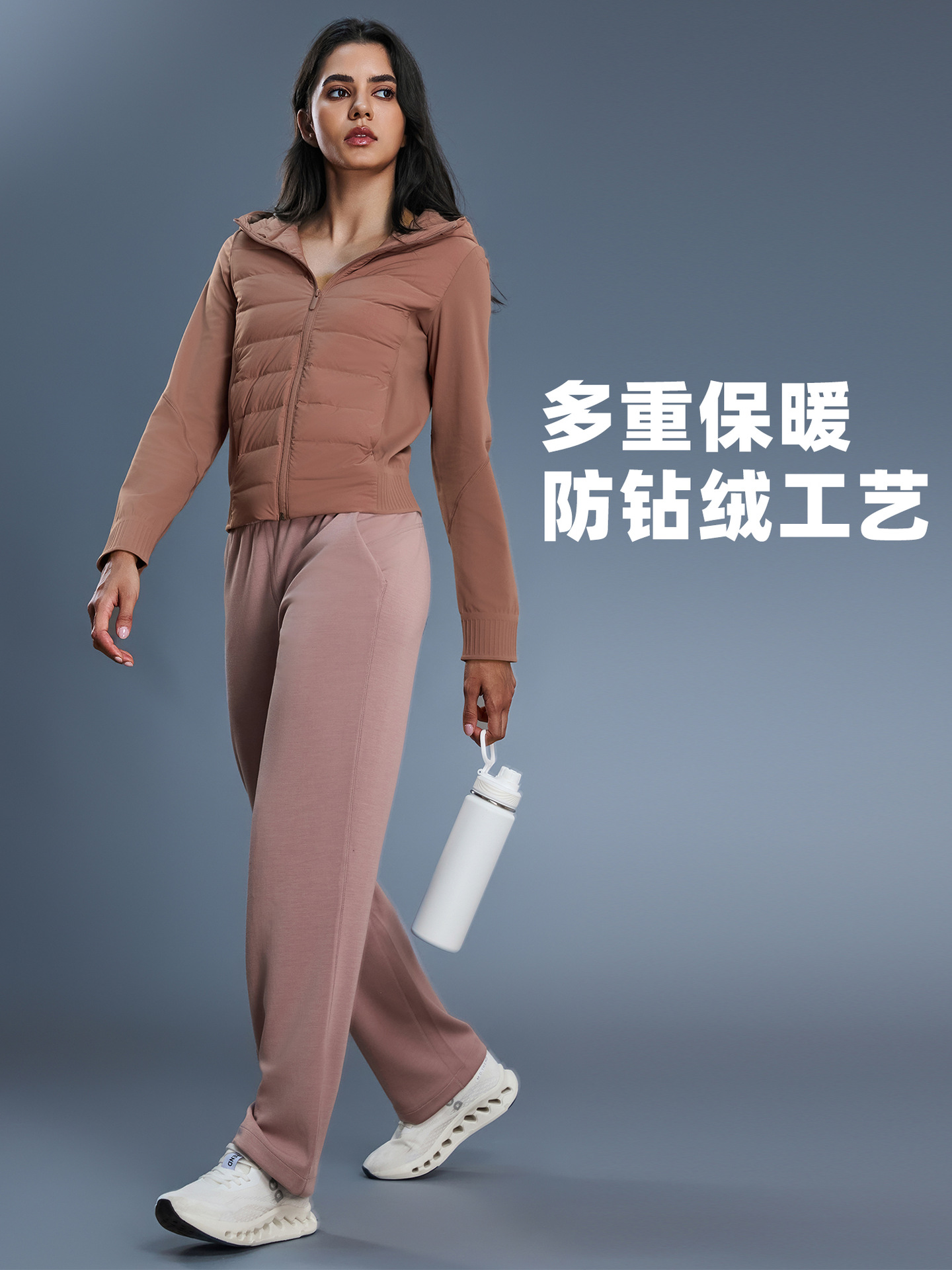 Autumn and Winter Short Waterproof Lightweight Down Jacket Women's Hooded Zipper Collar Warm Fitness Jacket DAW008