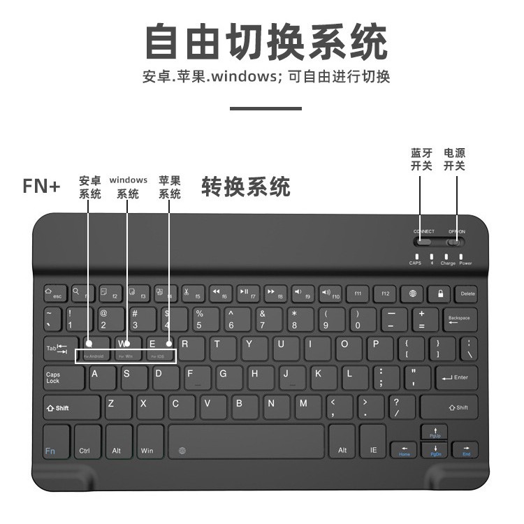 Bluetooth Keyboard for Mobile Phones and Tablets, Universal 10inch Keyboard and Mouse Set, Wireless Magic Control Charging, Suitable for Lenovo and iPad