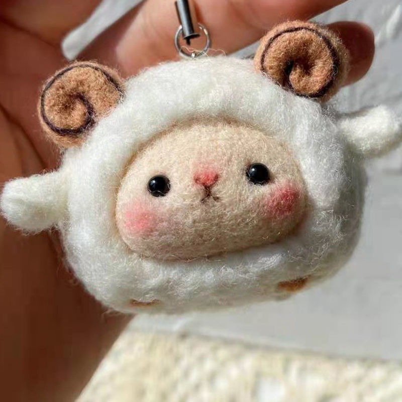 Wool Felt Punch Needle Materials DIY Panda Handmade Travel Frog Keychain Pendant Trendy Toy Cross-Border Exclusive Supply