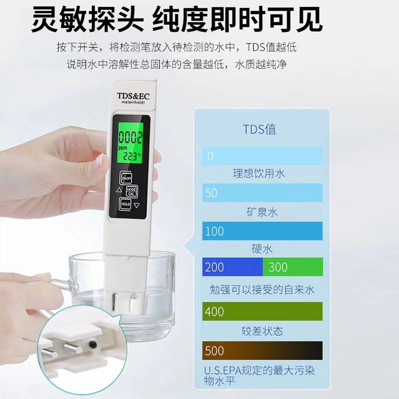 Foreign Trade Three-In-One Tds Pen Ec Conductivity Detector Household Water Quality Test Pen Household Tds Water Quality Testing Pen