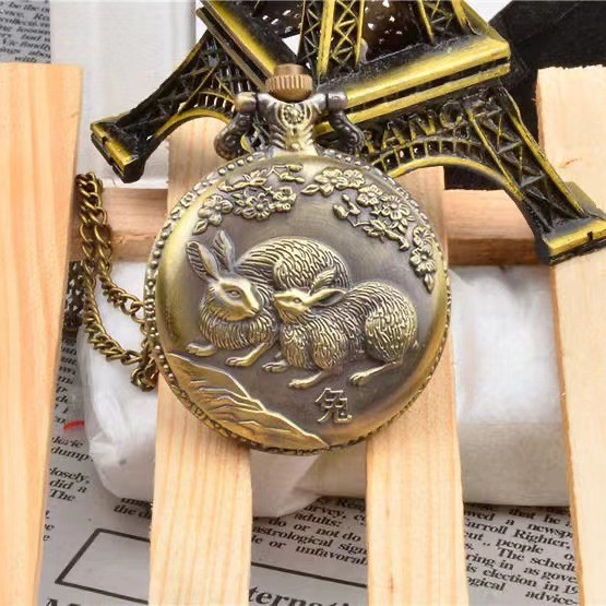 Stall pocket watch 12 zodiac commemorative pocket watch necklace retro large pocket watch twelve Zodiac pocket watch large pocket watch