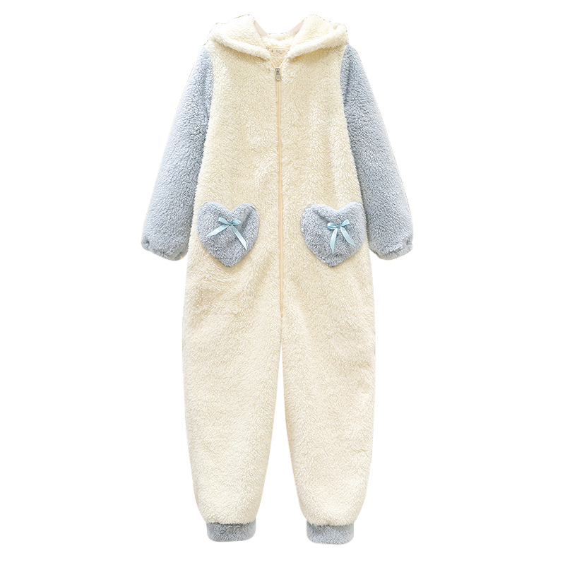 Girls' Autumn and Winter One-piece Pajamas Flannel One-piece Girls' Thickened Baby's Cute Cinnamon Dog and Velvet Pajamas