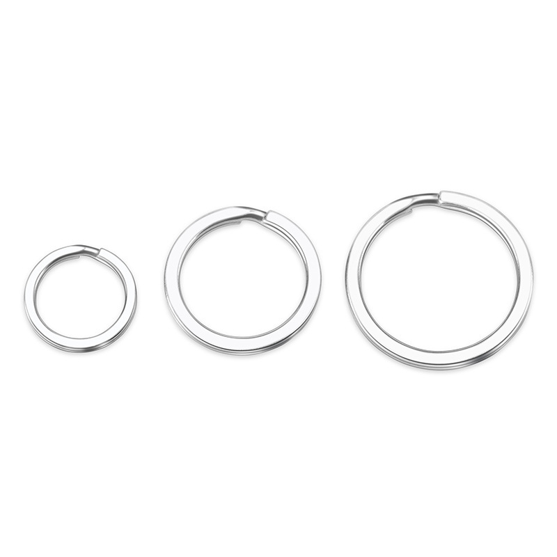 304 Stainless Steel Key Ring Ring Metal Nickel Plated Aperture Flat Ring Car Key Chain Accessories Jewelry Ready Stock