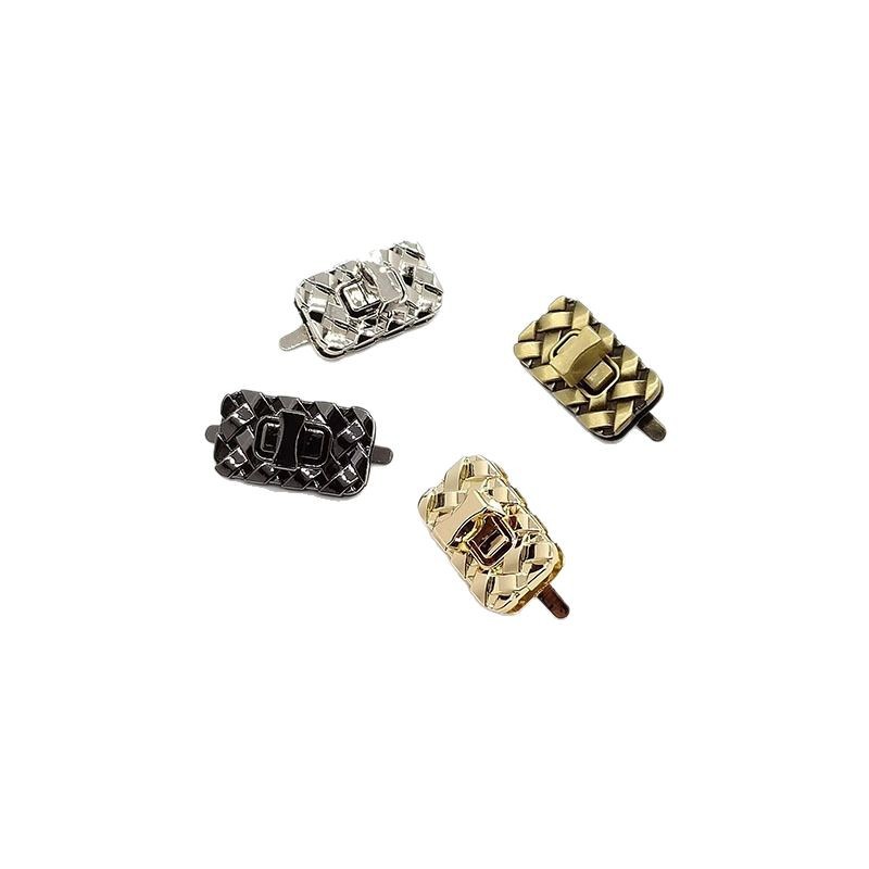 Luggage Hardware Zinc Alloy Small Fragrant Style Bag Screw Lock Bag Cover Metal Rhombic Braided Square Turn Lock Snap