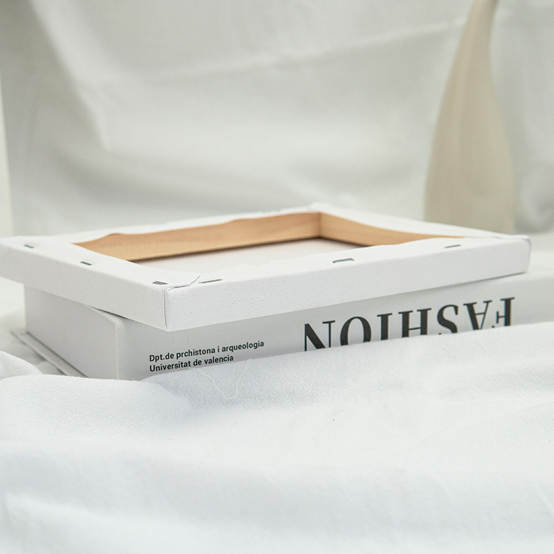 Cross-border drawing board art raw gouache painting room diy acrylic oil painting frame white cloth linen fine grain oil painting board solid wood frame