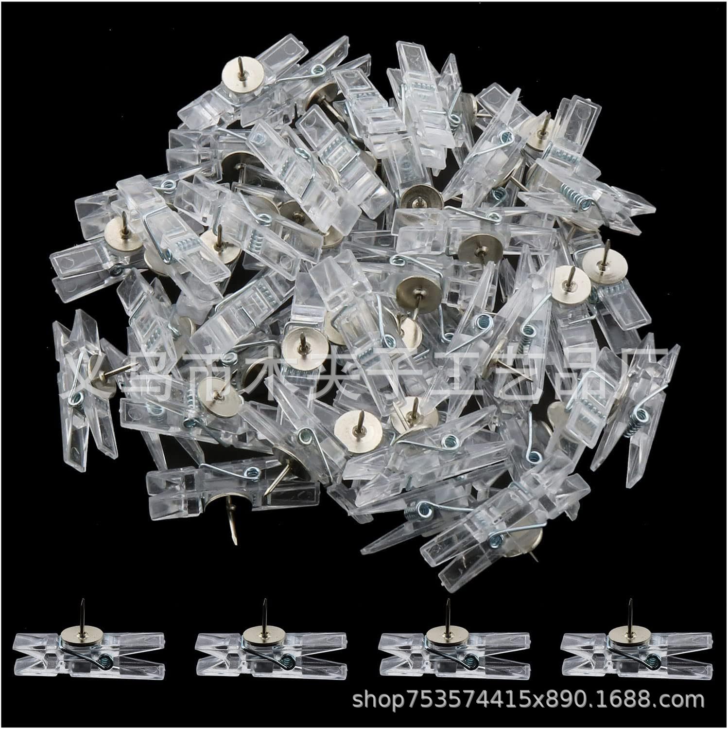 Прямая поставка прозрачного пластикового маленького зажима с кнопкой прозрачный зажим для бумаги большой зажим подходит для пробковой доски