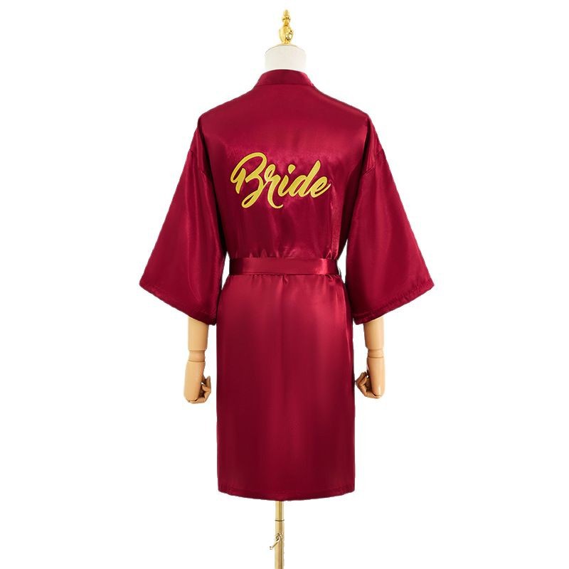 2025 New Ice Silk Bridal Morning Gown Women's High-end Thin plus size Light Luxury Simple Outer Wearing Morning Gown