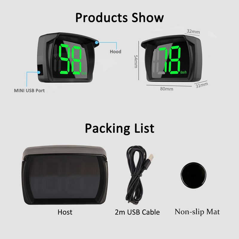 Head-Up Display Car Speed Car Speed Speedometer Dashboard Hud Car Gps Universal Popular Head-Up Code Meter