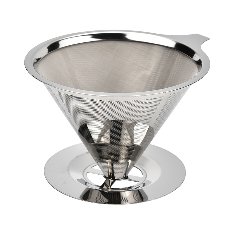 304 Stainless Steel Coffee Filter Double-layer Screen Large Household Non-filter Paper Drip-type Filter for Hand Brewed Coffee