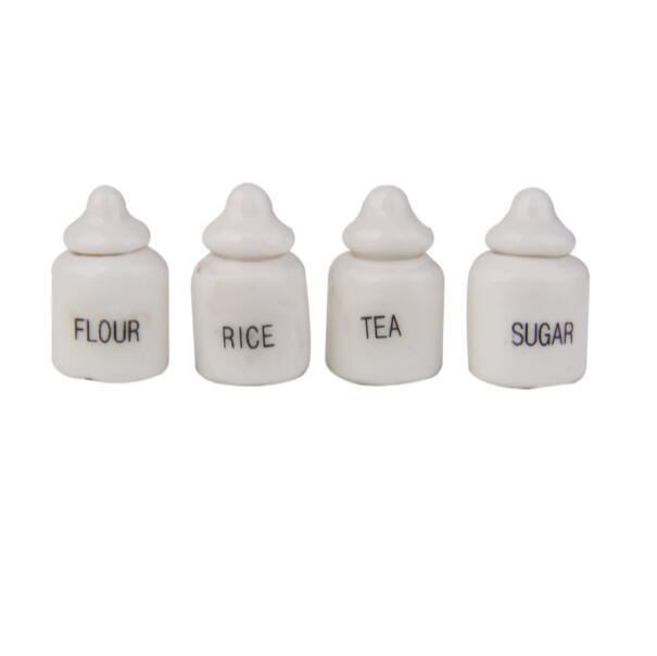 1:12 кукольный домик, модель, симуляция, белый контейнер для приправ, 4 комплекта декора для кухни и ресторана