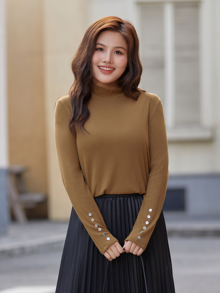 [Soft and skin-friendly semi-high collar] slim plus size women's clothing slim-fit slimming base sweater chubby girl winter new