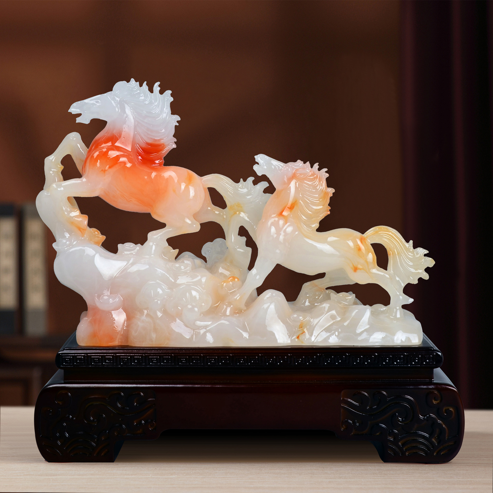 Chinese Imitation Jade Wealth Guangjin Horse Ornaments Jade Opening Gift Living Room Office Gift Carving Housewarming Wholesale