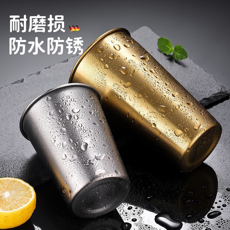 304 stainless steel beer mug ins industrial-style portable outdoor camping single-layer cold drink mug can add logo