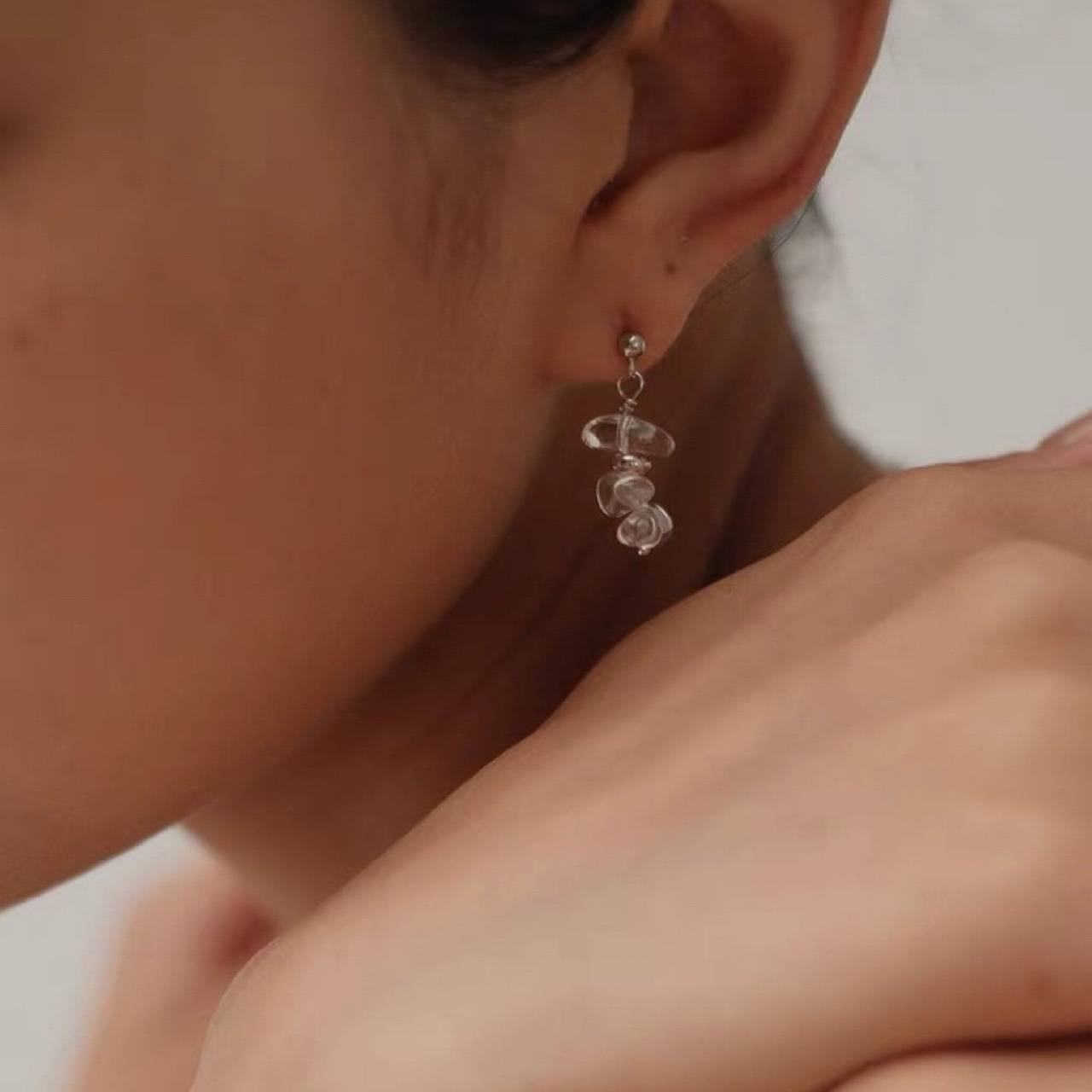 Серьги из S925 серебра с натуральными белыми кристаллами, летний корейский стиль, универсальные