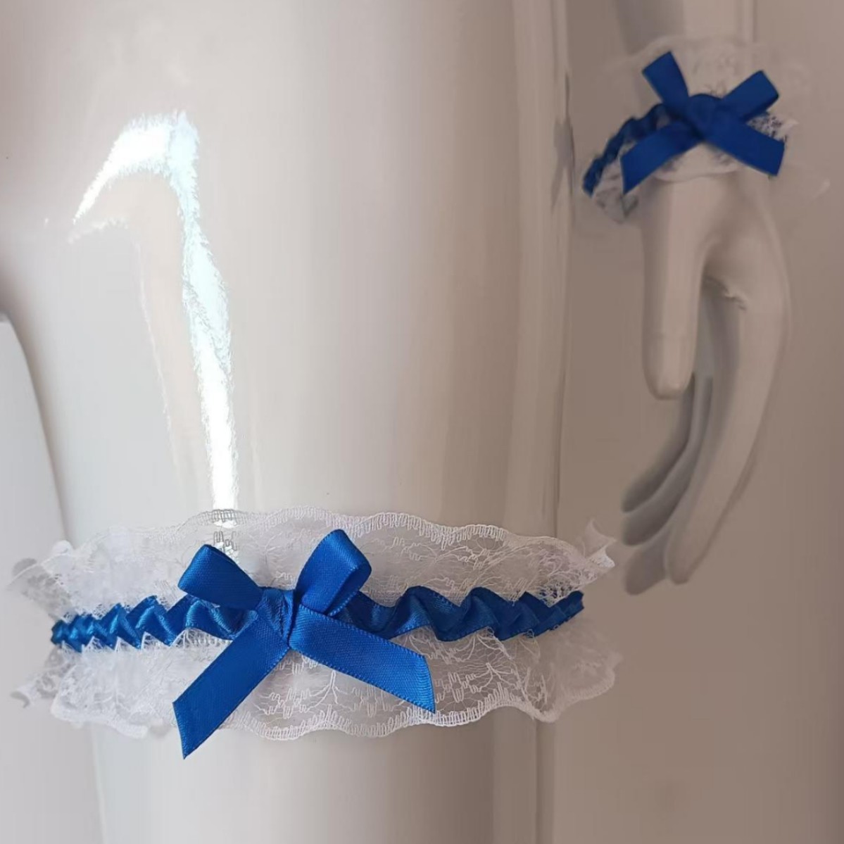 Haimeng New Cross-border Japanese Style Same Color Ribbon Bow Lace Lace Thigh Ring Bracelet Bridal Wedding Dress Leg Set