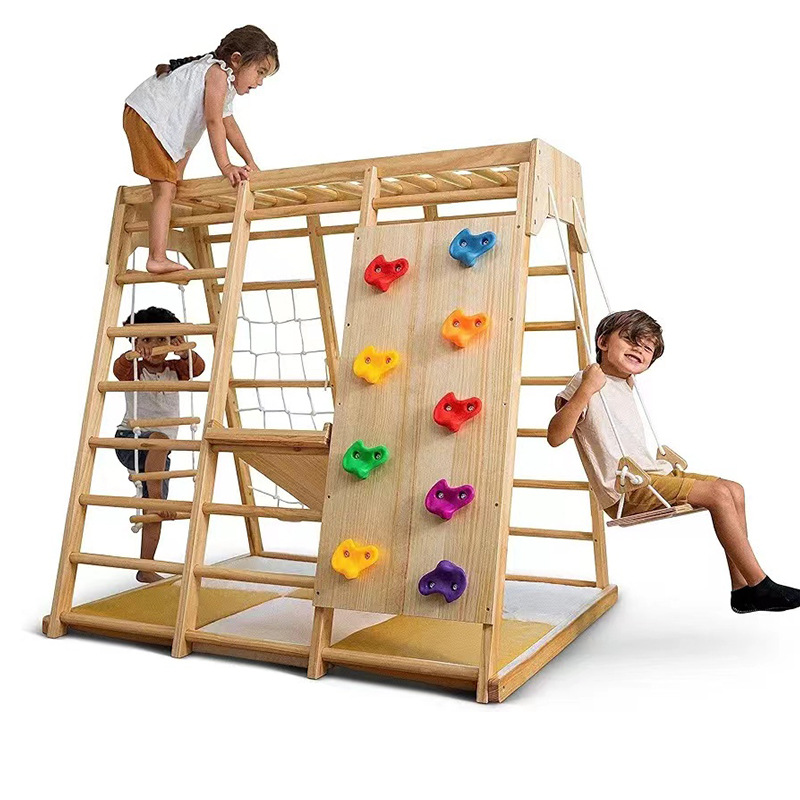 Amazon Cross-Border Children's Solid Wood Climbing Frame with Swing Slide Combination Set Indoor Playground Climbing Toy