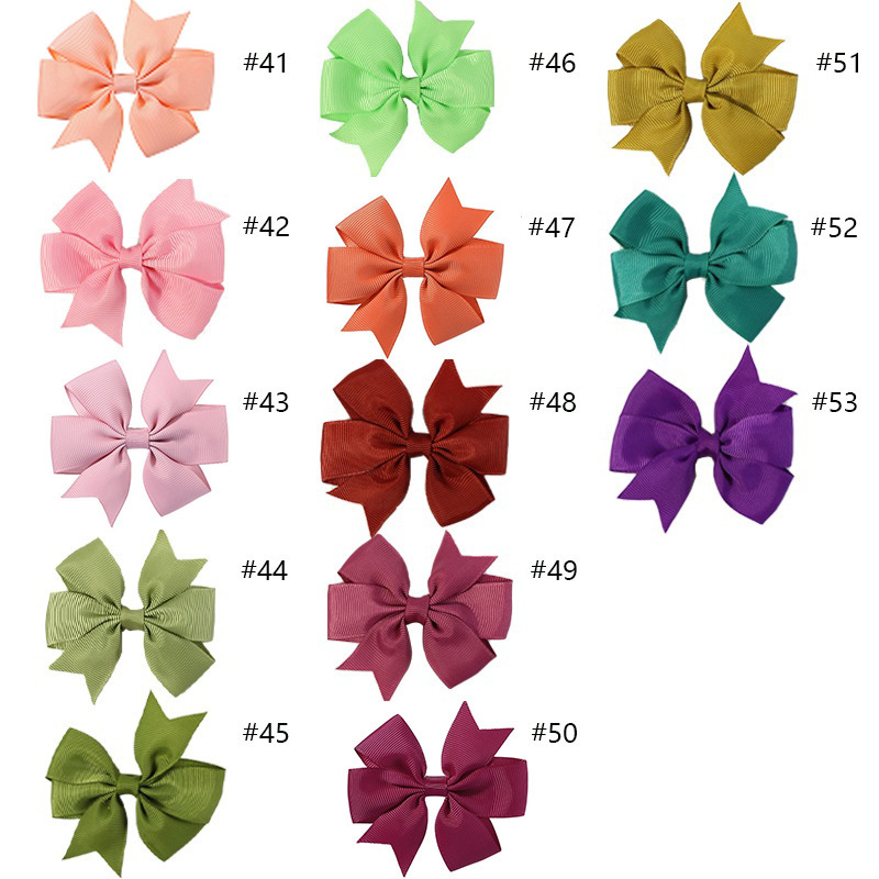 Cross-Border Amazon Foreign Trade Handmade Baby V-Shaped Swallowtail Hexagonal Knot Satin Ribbon Bow Hairpin Hair Accessory Children's Headwear