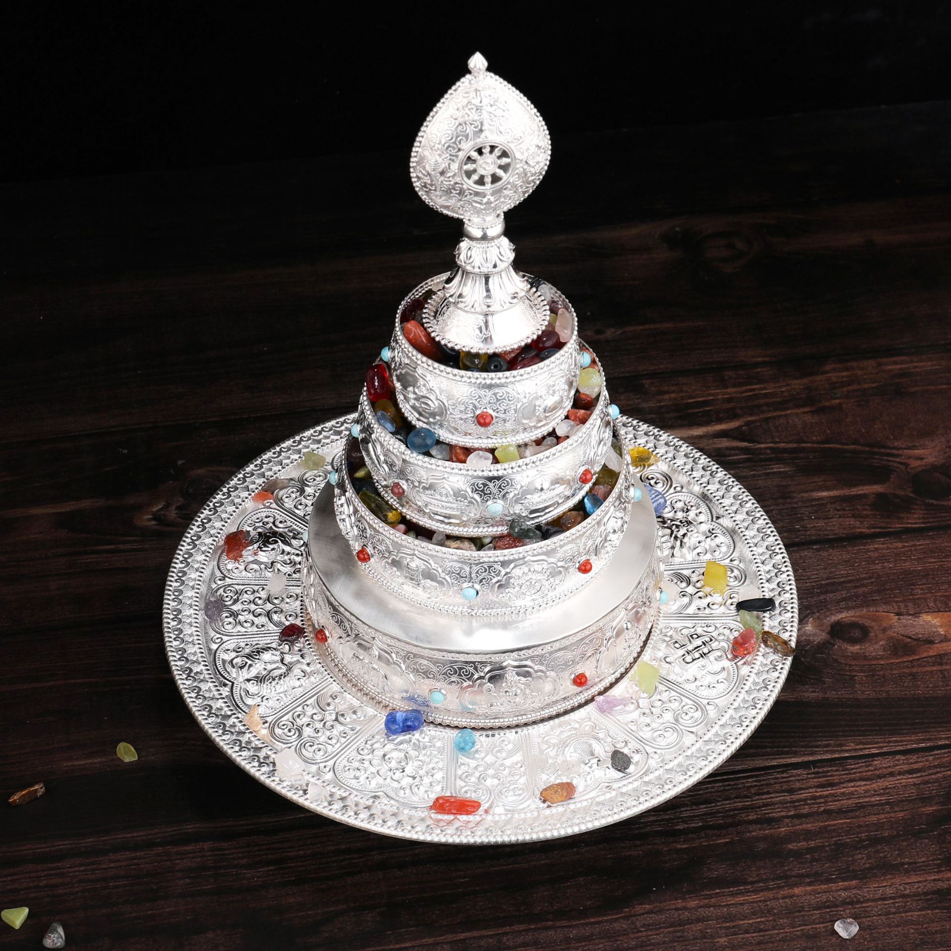 Foot Silver Manza Plate Imitation Nepal Eight Auspicious Manza for Repairer Manza Plate 37 Pile Mancha Luo Ornaments