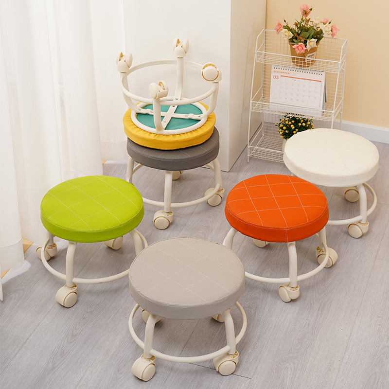 Universal Wheel Low Stool Mobile Small Stool Comfortable Roller Wheel Household Simple Small Chair pedicure Bench Round Stool