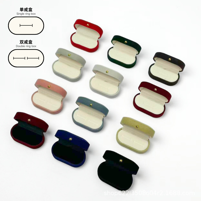 Gold Buckle Velvet High-End Ring and Earring Box, Velvet Jewelry Earring Storage Box, Factory Direct Sales Gold Buckle Ring Box