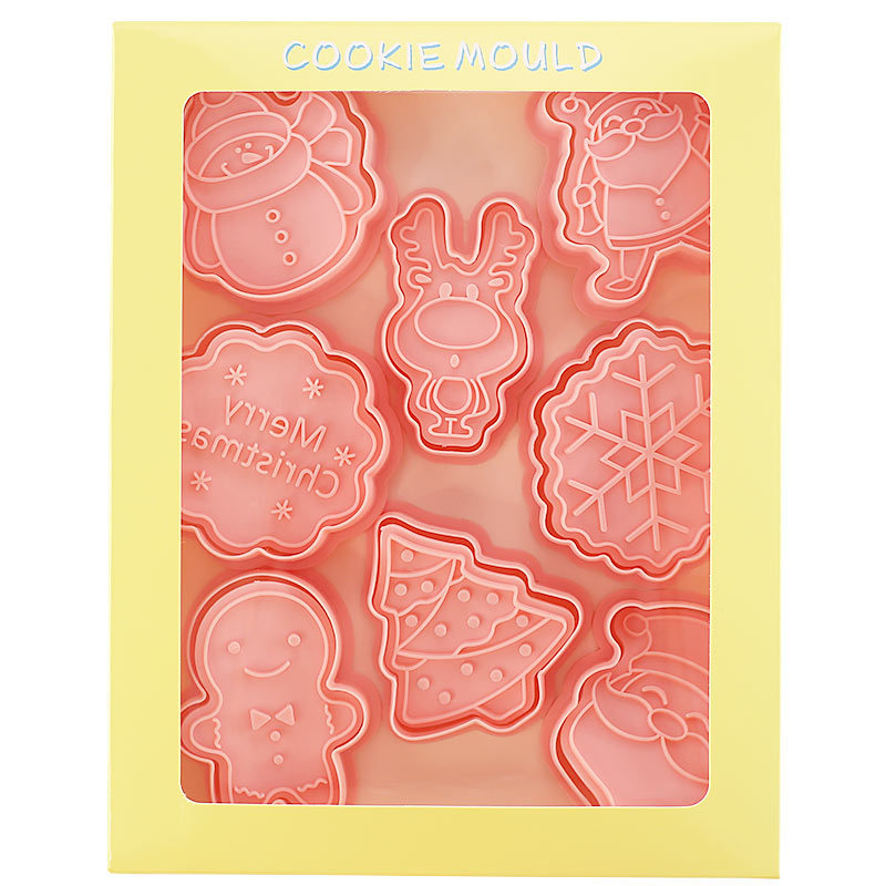 Christmas cookie mold 8-piece set cartoon Santa Claus Gingerbread Man Christmas tree pressing cookie baking tool