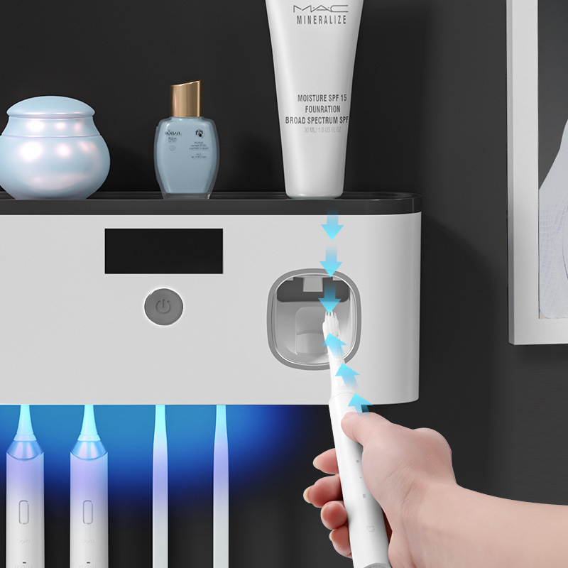 USB UV Sterilization Toothbrush Holder Wall-mounted Brush Cup Storage Box Storage Rack Smart Toothbrush Sterilizer Direct Selling