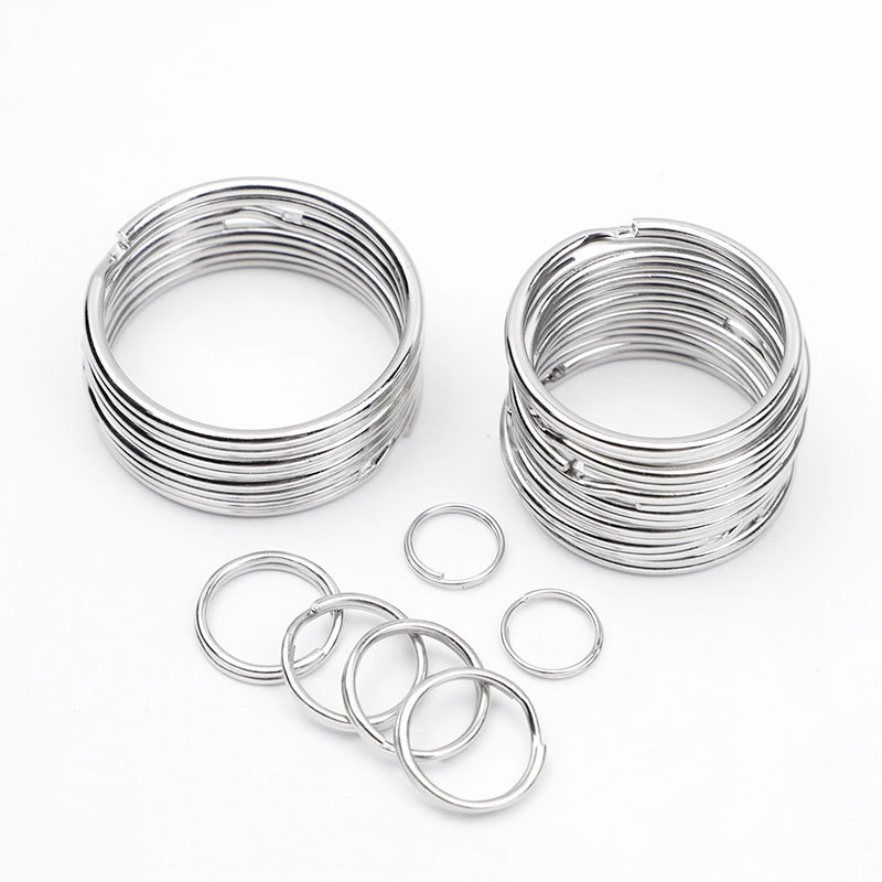 304 Stainless Steel Key Ring Ring Metal Nickel Plated Aperture Flat Ring Car Key Chain Accessories Jewelry Ready Stock