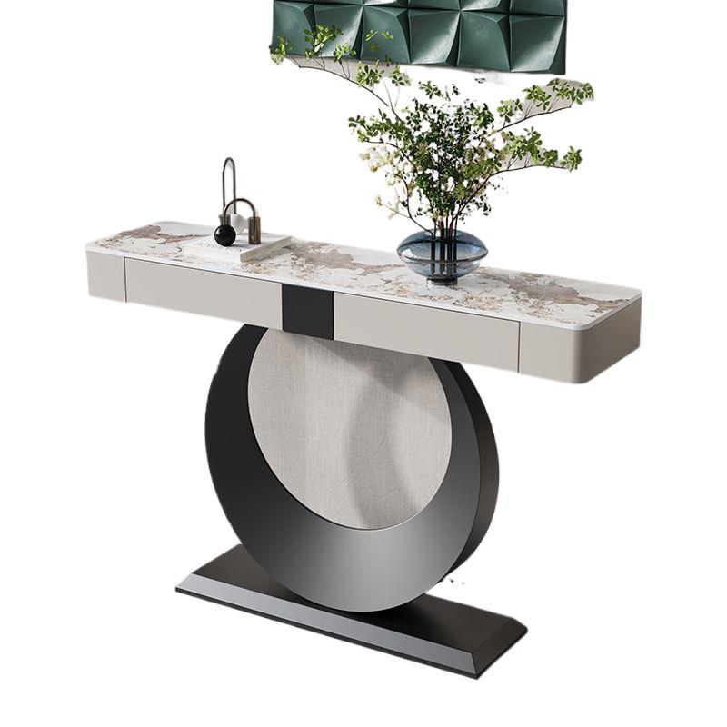 Ttb Light Luxury Sintered Stone Entryway Table with Drawers, Modern Minimalist Console Table for Hallway or Corridor Against the Wall