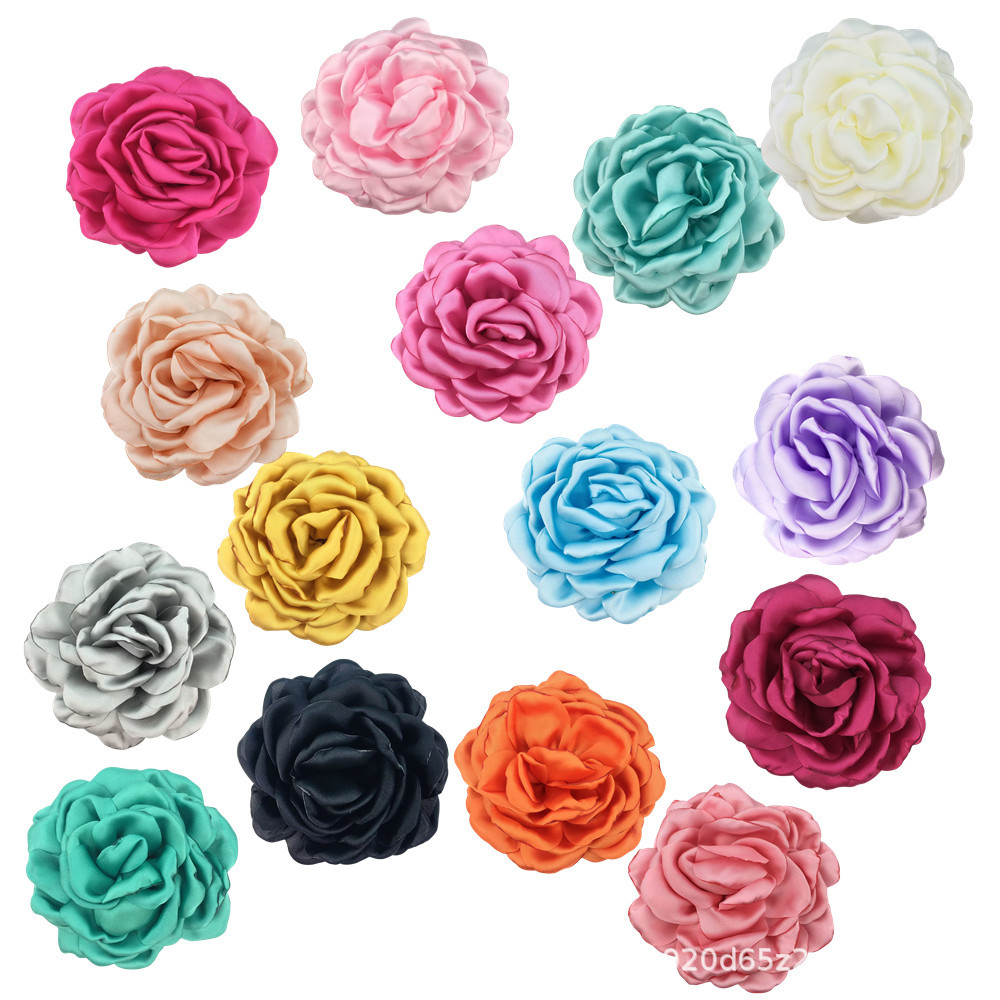Корейский стиль, атласный цветок, трехмерная роза, камелия, DIY цветок для головы, заколка, корсаж для обуви