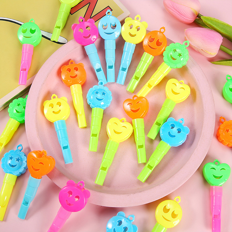 Children's Plastic Smiling Face Whistle Creative Cartoon Expression Small Whistle Kidsren's Whistle Small Gift Small Toy