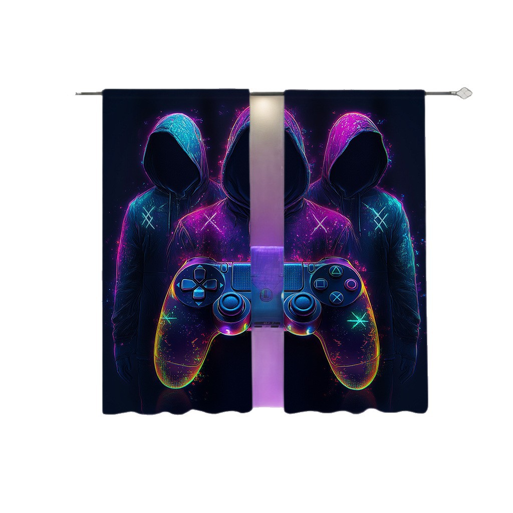 Jit Game Controller Design, Cross-Border Exclusive Factory Direct Sales, Digital Printing Processing Curtains and Screens for E-Sports Rooms