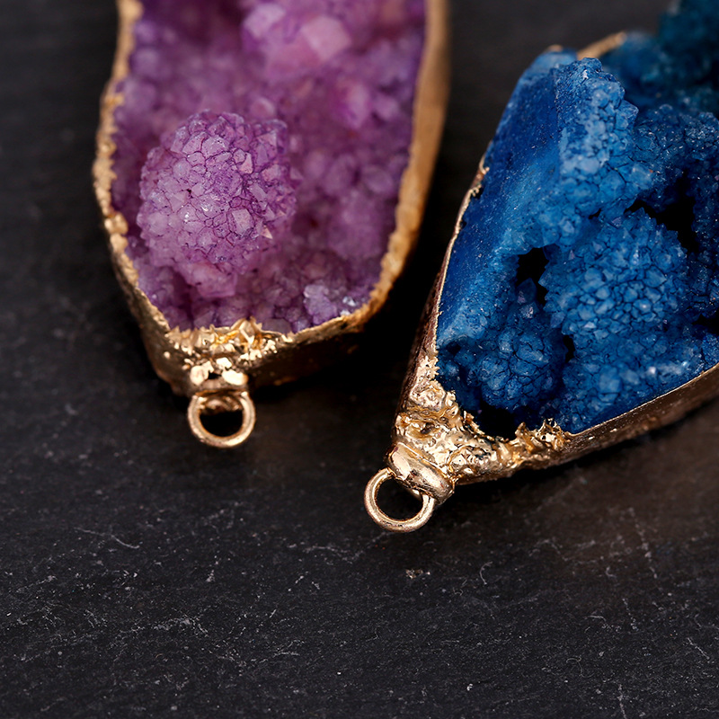 Cross-border Natural Crystal Pendant Irregular Crystal Cluster Gravel Phnom Penh Necklace Amethyst Raw Stone Jewelry Pendant