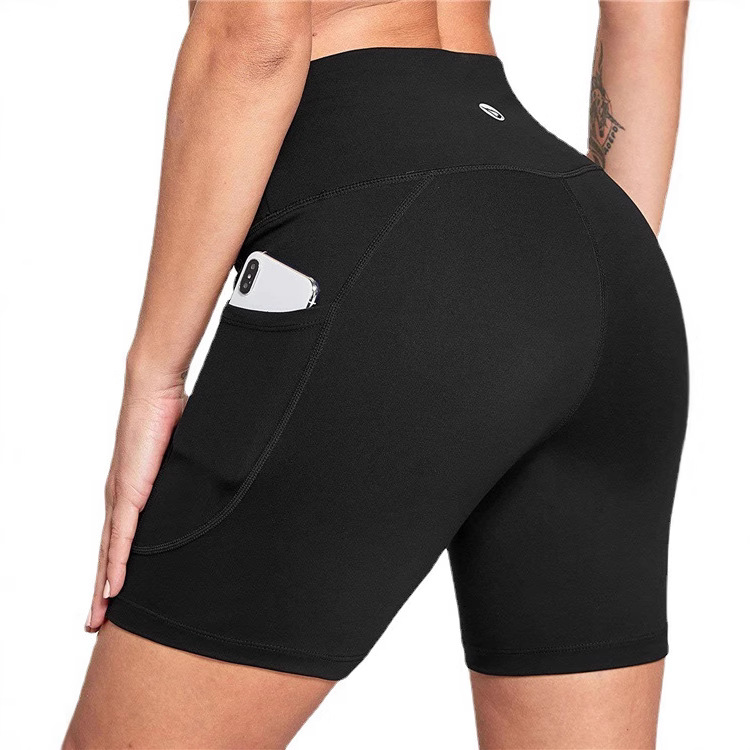 New high waist high elastic fitness running sports shorts pocket women pants wholesale YJ648