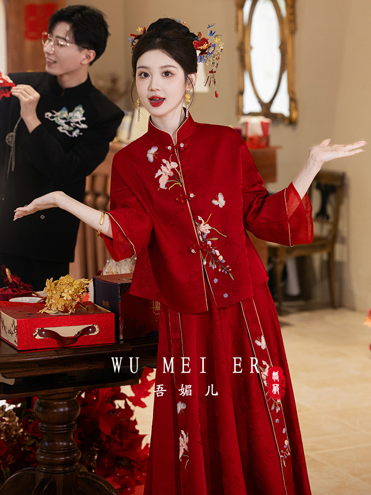 2025 New Wedding Dress, New Chinese Style Bride's Toast Suit, Engagement Dress, Dress for Women