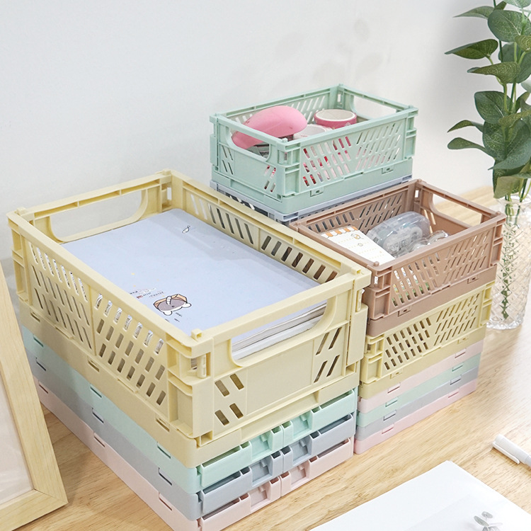 Carefully Selected Large Desktop Storage Basket, Foldable Storage Basket, Daily Household Plastic Hollow Storage Frame, Internet Celebrity Basket